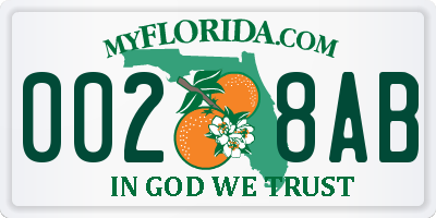 FL license plate 0028AB