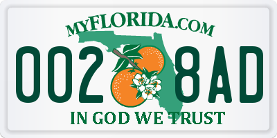 FL license plate 0028AD