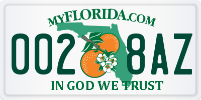 FL license plate 0028AZ