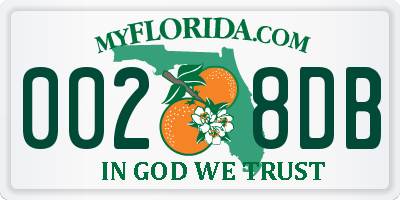 FL license plate 0028DB