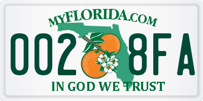 FL license plate 0028FA