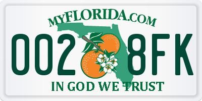 FL license plate 0028FK