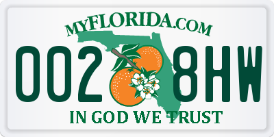 FL license plate 0028HW
