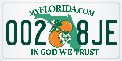 FL license plate 0028JE