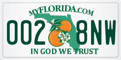 FL license plate 0028NW