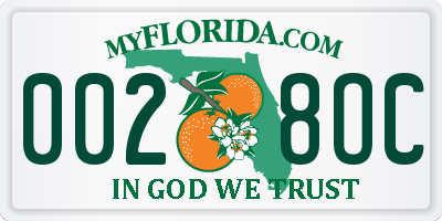 FL license plate 0028OC