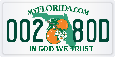 FL license plate 0028OD