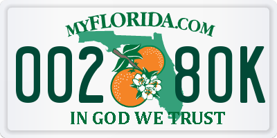 FL license plate 0028OK