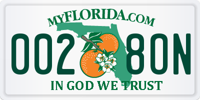 FL license plate 0028ON