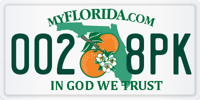 FL license plate 0028PK