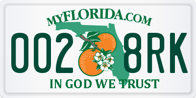 FL license plate 0028RK