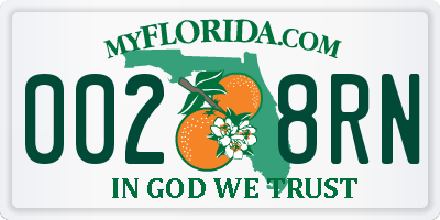FL license plate 0028RN