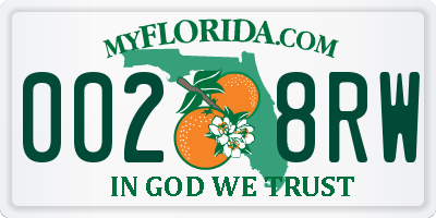 FL license plate 0028RW