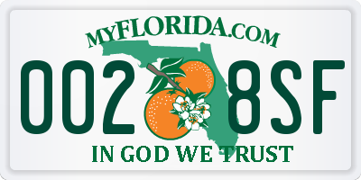 FL license plate 0028SF