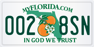 FL license plate 0028SN