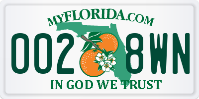 FL license plate 0028WN