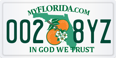 FL license plate 0028YZ