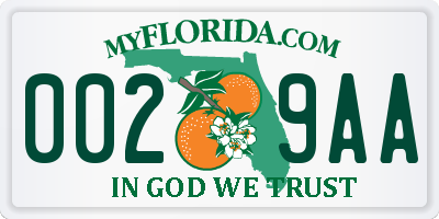 FL license plate 0029AA