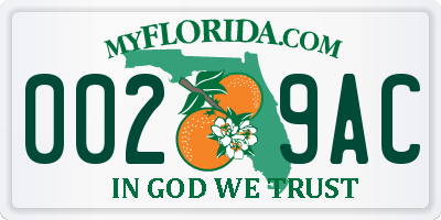 FL license plate 0029AC