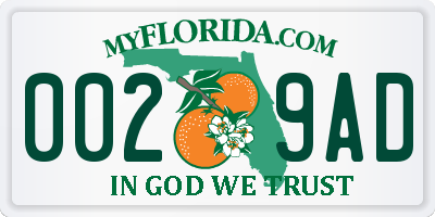FL license plate 0029AD