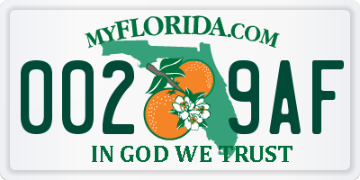 FL license plate 0029AF