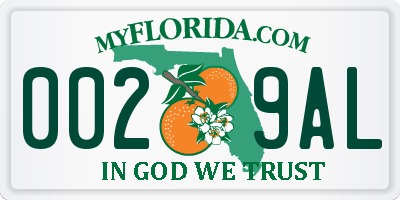 FL license plate 0029AL