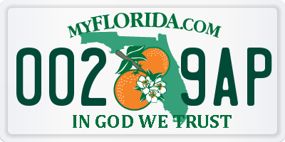 FL license plate 0029AP