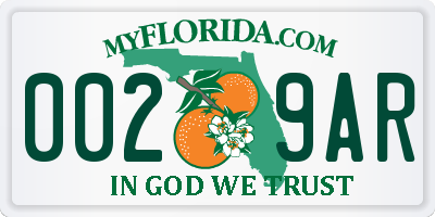 FL license plate 0029AR