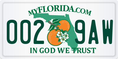 FL license plate 0029AW