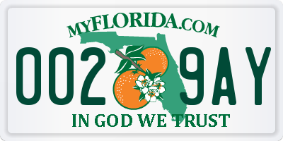 FL license plate 0029AY