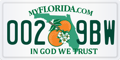 FL license plate 0029BW