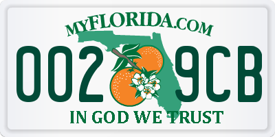 FL license plate 0029CB