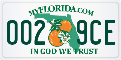 FL license plate 0029CE