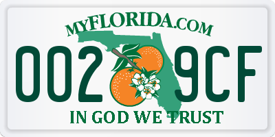 FL license plate 0029CF