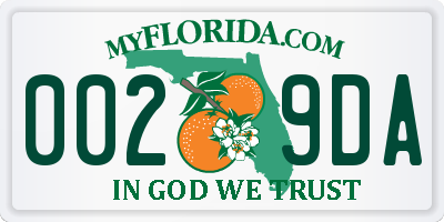 FL license plate 0029DA