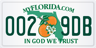 FL license plate 0029DB