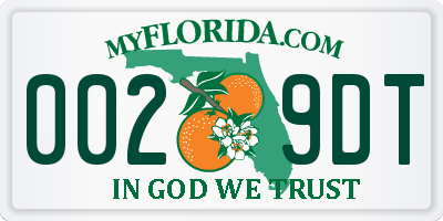 FL license plate 0029DT