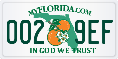 FL license plate 0029EF