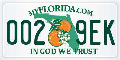 FL license plate 0029EK