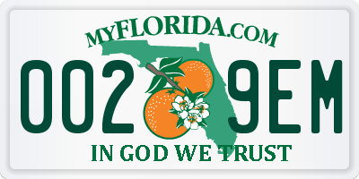 FL license plate 0029EM