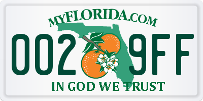 FL license plate 0029FF