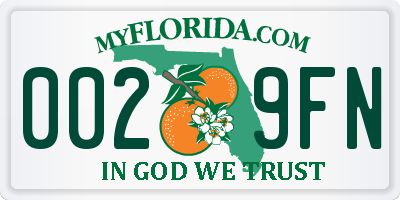 FL license plate 0029FN