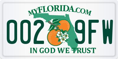 FL license plate 0029FW
