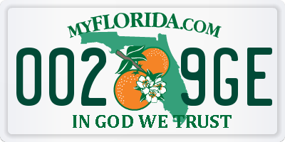 FL license plate 0029GE