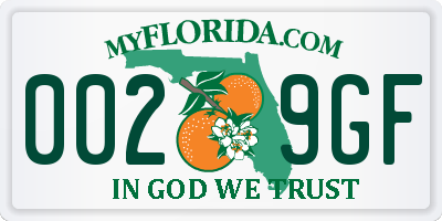 FL license plate 0029GF