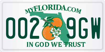 FL license plate 0029GW