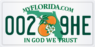 FL license plate 0029HE