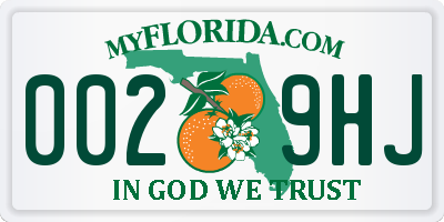 FL license plate 0029HJ
