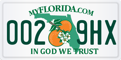 FL license plate 0029HX