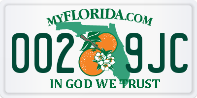 FL license plate 0029JC